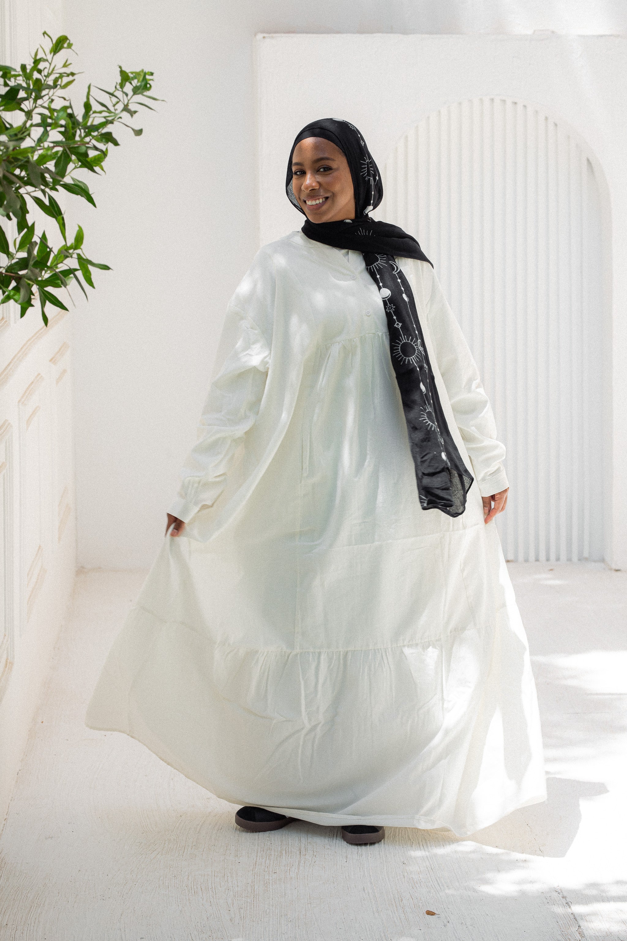 Ruffled white