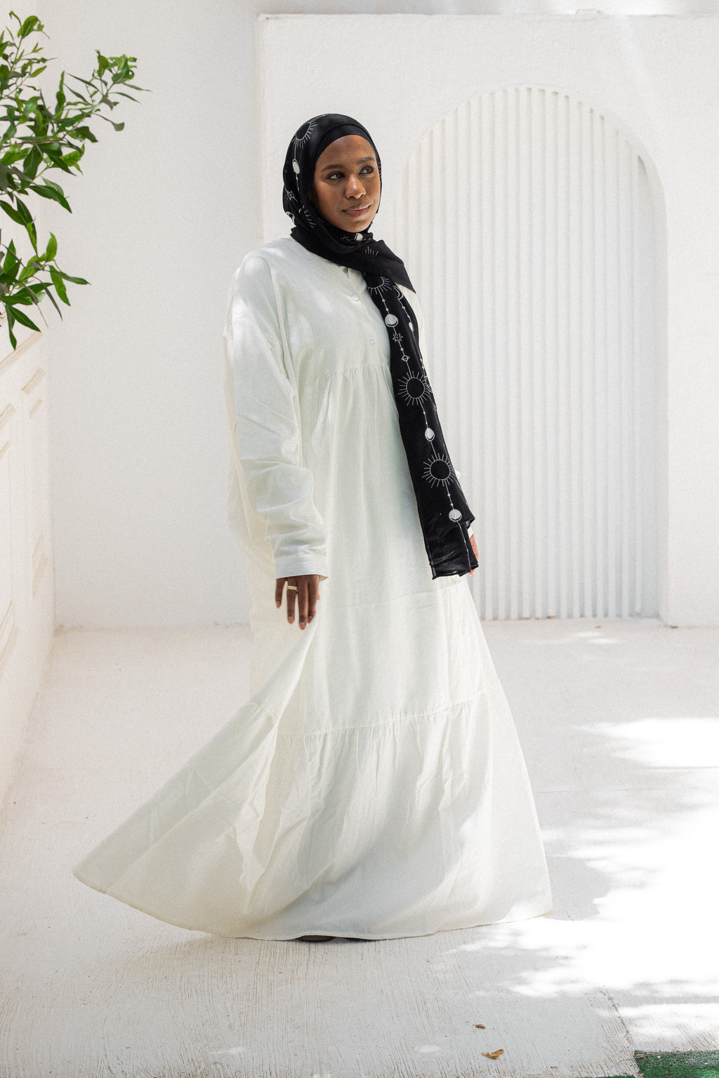 Ruffled white