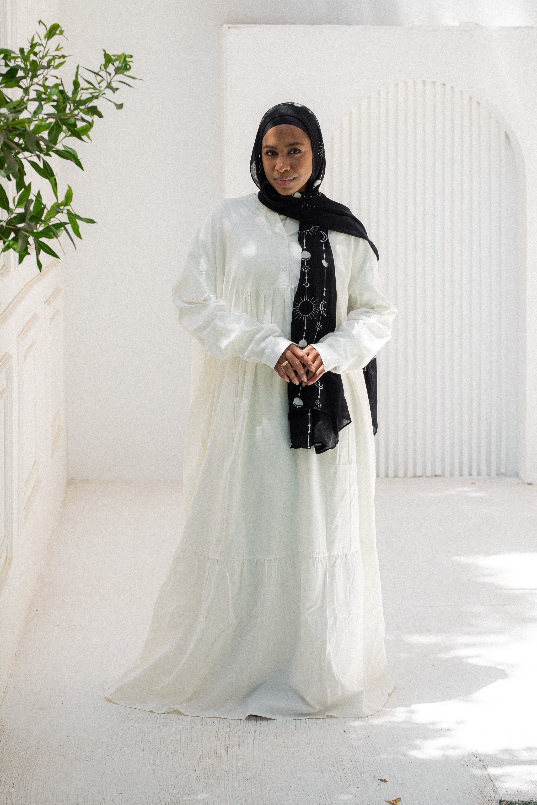Ruffled white
