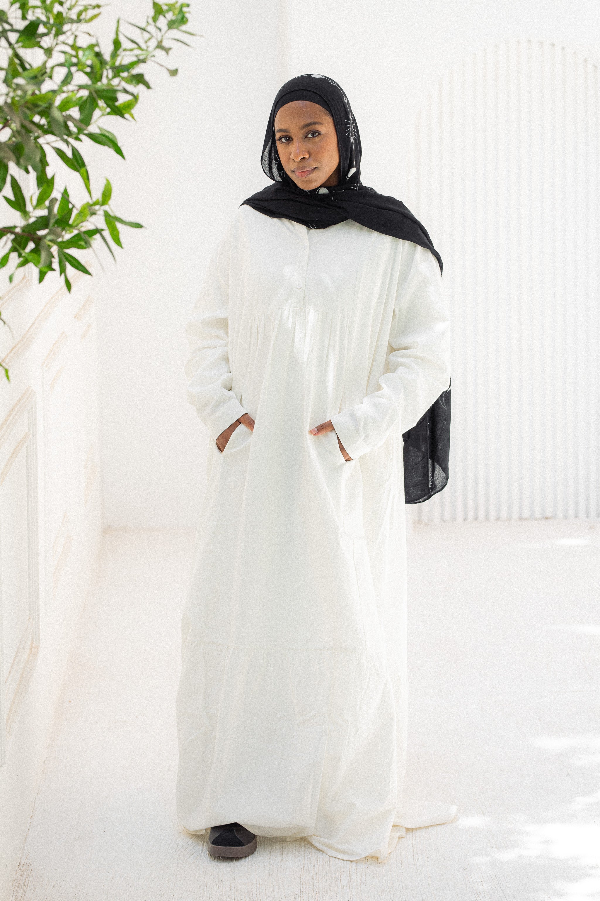 Ruffled white